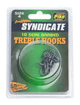 DYNESMORES TREBLE HOOKS SEMI BARBED 10