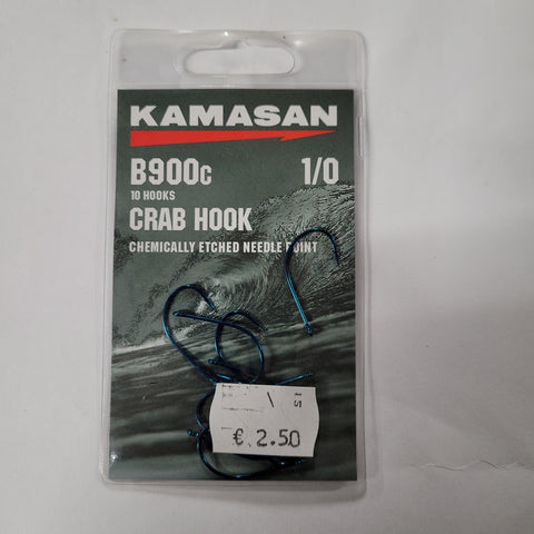 KAMASAN B900C SIZE 1/0 CRAB HOOKS