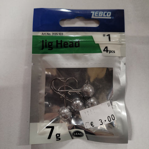ZEBCO JIG HEAD 1 7G (4 PACK)