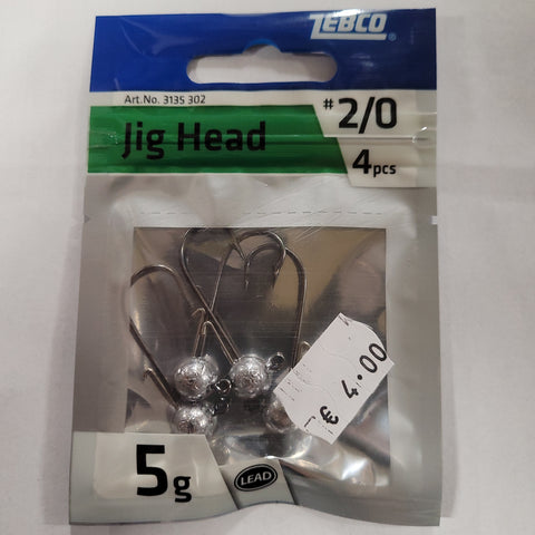ZEBCO JIG HEADS 2/0 5G (4 PACK)