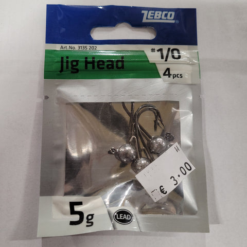 ZEBCO JIG HEADS 1/0 5G (4 PACK)