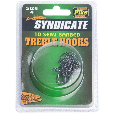 DINSMORES SYNDICATE SEMI BARBED TREBLE HOOKS 4